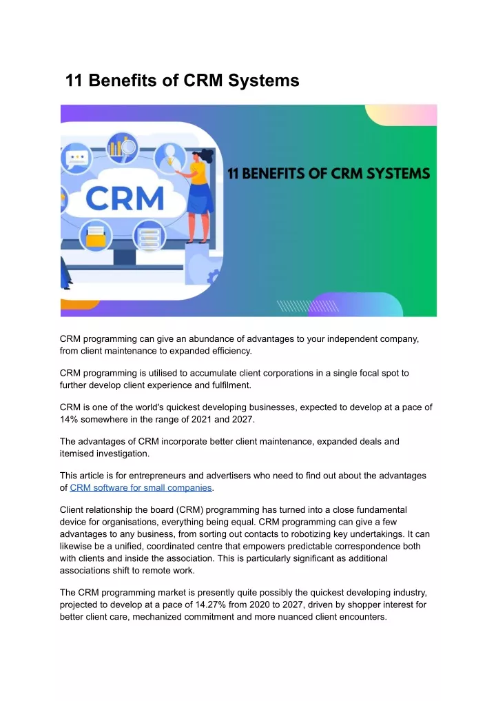 11 benefits of crm systems