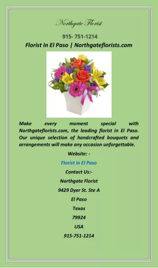 Florist In El Paso  Northgateflorists