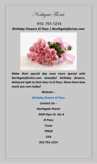 Birthday Flowers El Paso  Northgateflorists