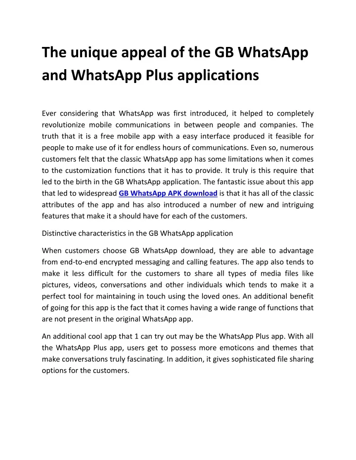 the unique appeal of the gb whatsapp and whatsapp