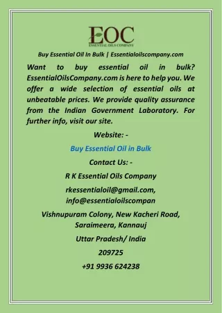 Buy Essential Oil In Bulk  Essentialoilscompany