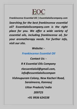 Frankincense Essential Oil  Essentialoilscompany