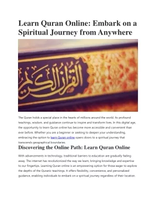 Learn Quran Online - Embark on a Spiritual Journey from Anywhere