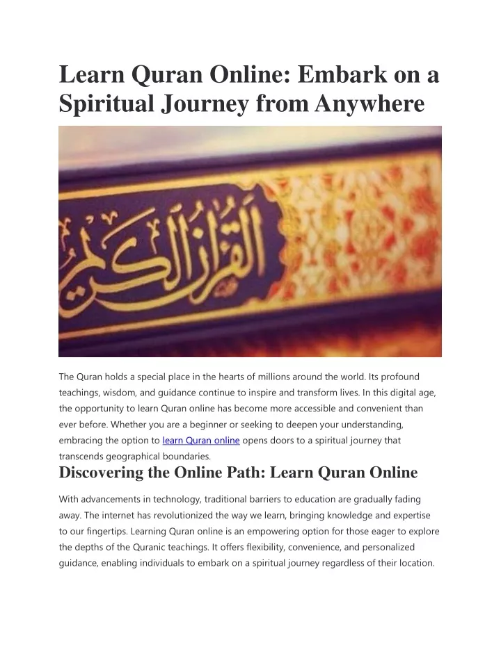learn quran online embark on a spiritual journey
