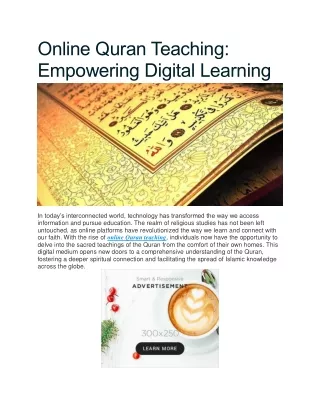 Online Quran Teaching - Empowering Digital Learning