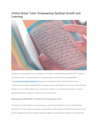 Online Quran Tutor - Empowering Spiritual Growth and Learning
