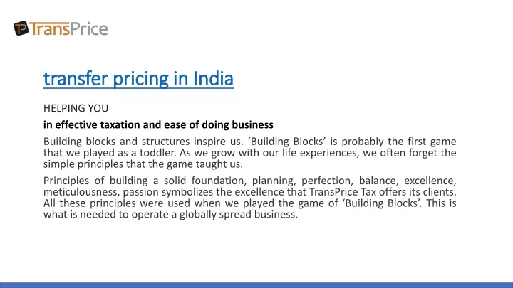 transfer pricing in india transfer pricing