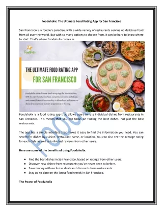 Foodaholix The Ultimate Food Rating App for San Francisco