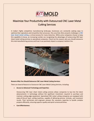 Maximize Your Productivity with Outsourced CNC Laser Metal Cutting Services