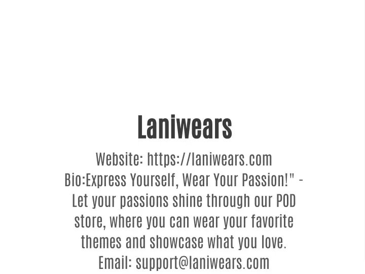laniwears website https laniwears com bio express