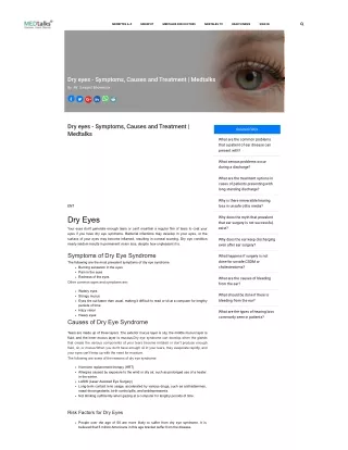 Dry eyes - Symptoms, Causes and Treatment | Medtalks