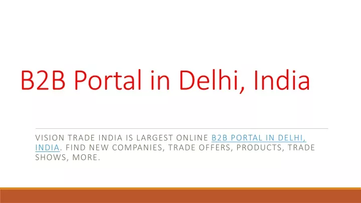 b2b portal in delhi india