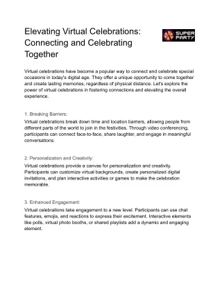 Elevating Virtual Celebrations Connecting and Celebrating Together