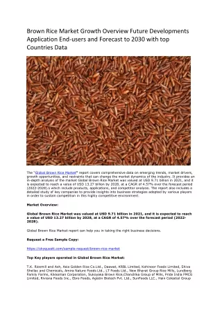 brown rice market growth overview future