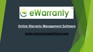 Online Warranty Management  Software