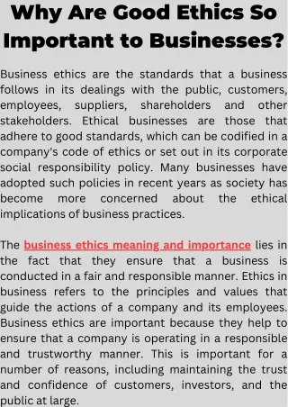 business ethics meaning and importance