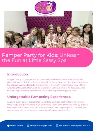 Pamper Party for Kids Unleash the Fun at Little Sassy Spa