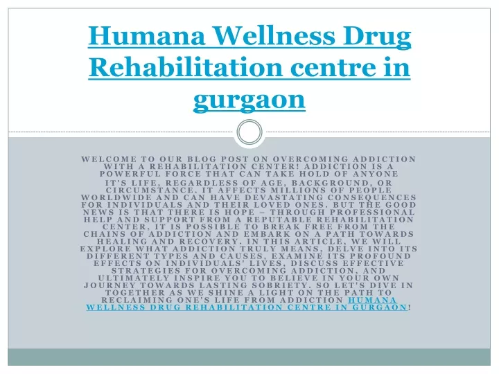humana wellness drug rehabilitation centre in gurgaon