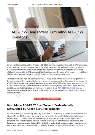 AD0-E127 Real Torrent | Simulation AD0-E127 Questions