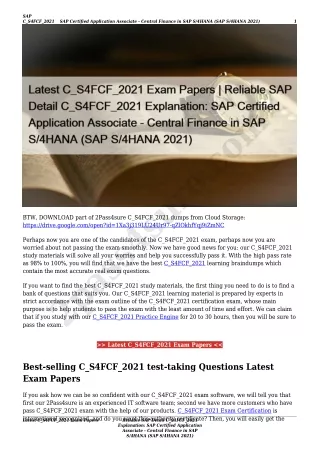 Latest C_S4FCF_2021 Exam Papers | Reliable SAP Detail C_S4FCF_2021 Explanation: SAP Certified Application Associate - Ce