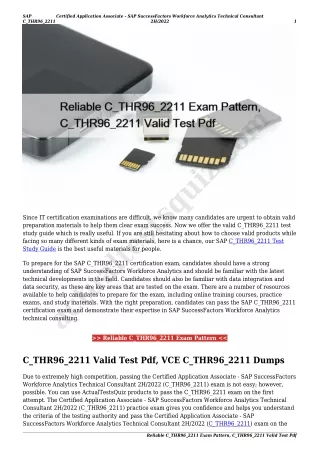 Reliable C_THR96_2211 Exam Pattern, C_THR96_2211 Valid Test Pdf