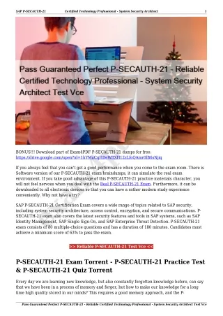 Pass Guaranteed Perfect P-SECAUTH-21 - Reliable Certified Technology Professional - System Security Architect Test Vce