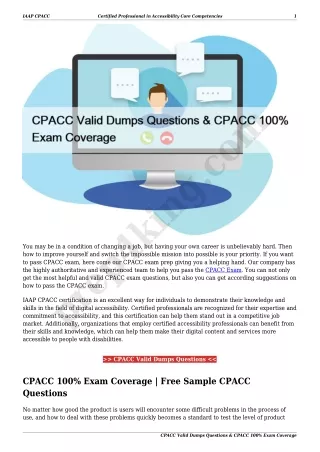 CPACC Valid Dumps Questions & CPACC 100% Exam Coverage