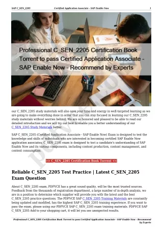 Professional C_SEN_2205 Certification Book Torrent to pass Certified Application Associate - SAP Enable Now - Recommend