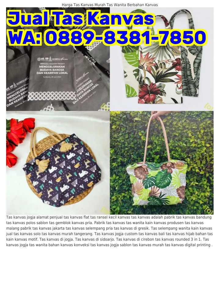 harga tas kanvas murah tas wanita berbahan kanvas