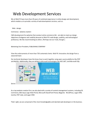 web development services