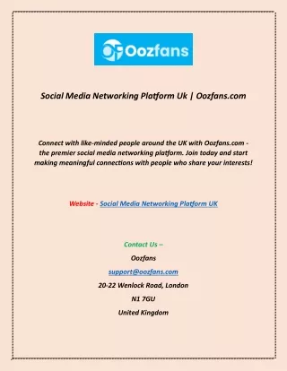 Social Media Networking Platform Uk | Oozfans.com