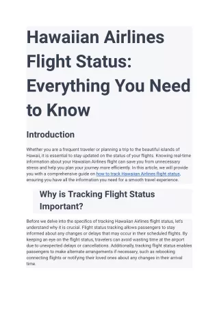 hawaiian airlines flight status everything