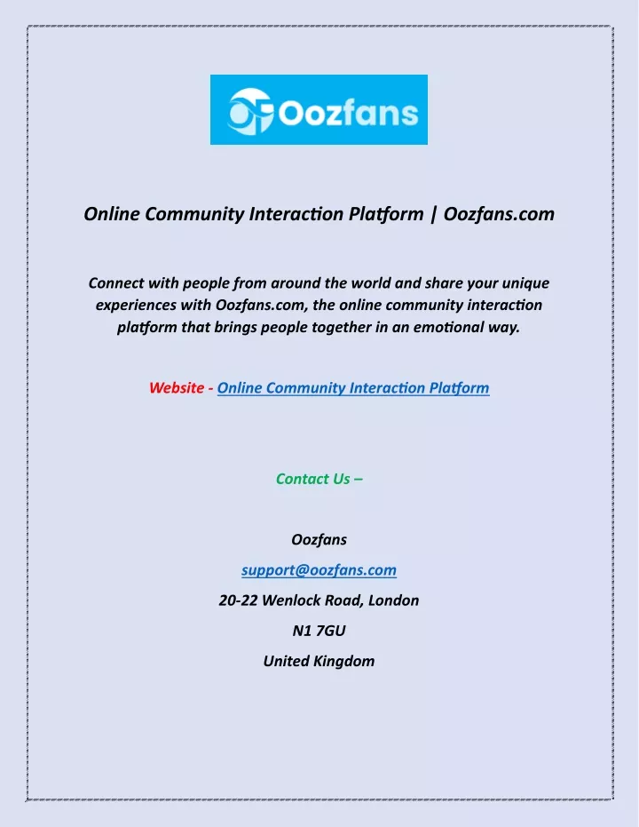 online community interaction platform oozfans com