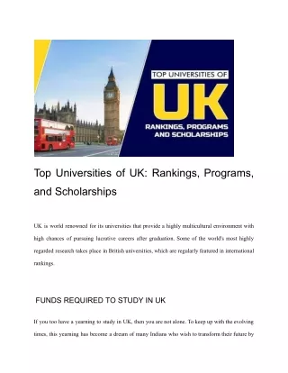 Exploring the Rankings, Programs, and Scholarships at the Top UK Universities
