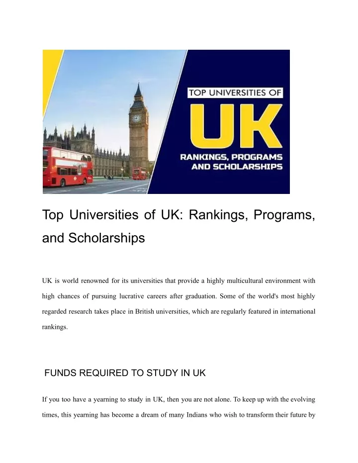 top universities of uk rankings programs