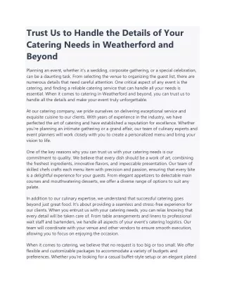 Trust Us to Handle the Details of Your Catering Needs in Weatherford and Beyond(click)