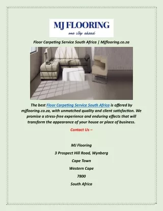Floor Carpeting Service South Africa | Mjflooring.co.za