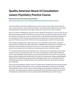 quality american board of consultation liaison