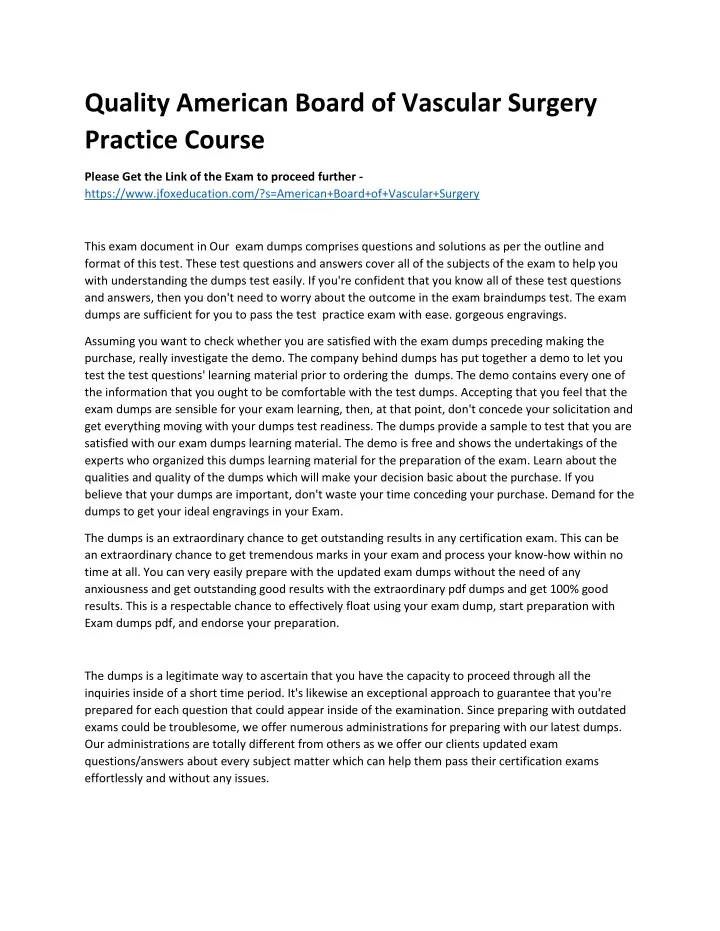 quality american board of vascular surgery