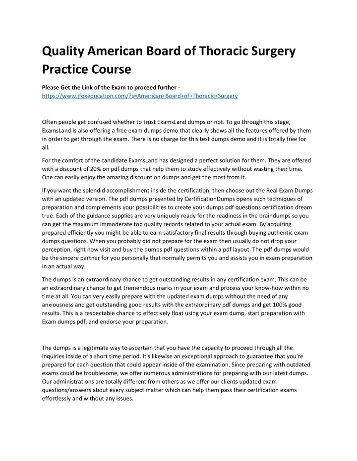quality american board of thoracic surgery