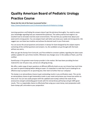 quality american board of pediatric urology