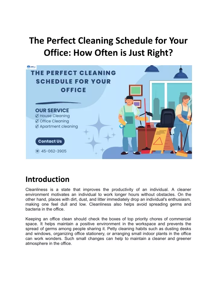 the perfect cleaning schedule for your office