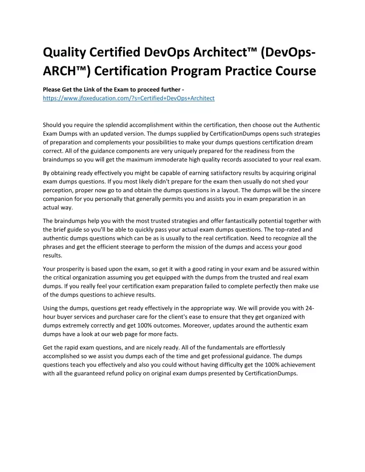 PPT Quality Certified DevOps Architect™ (DevOps ARCH™) Certification