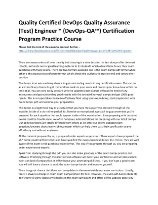 quality certified devops quality assurance test