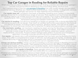Top Car Garages in Reading for Reliable Repairs