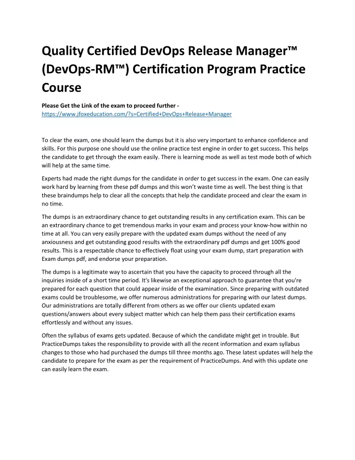 quality certified devops release manager devops