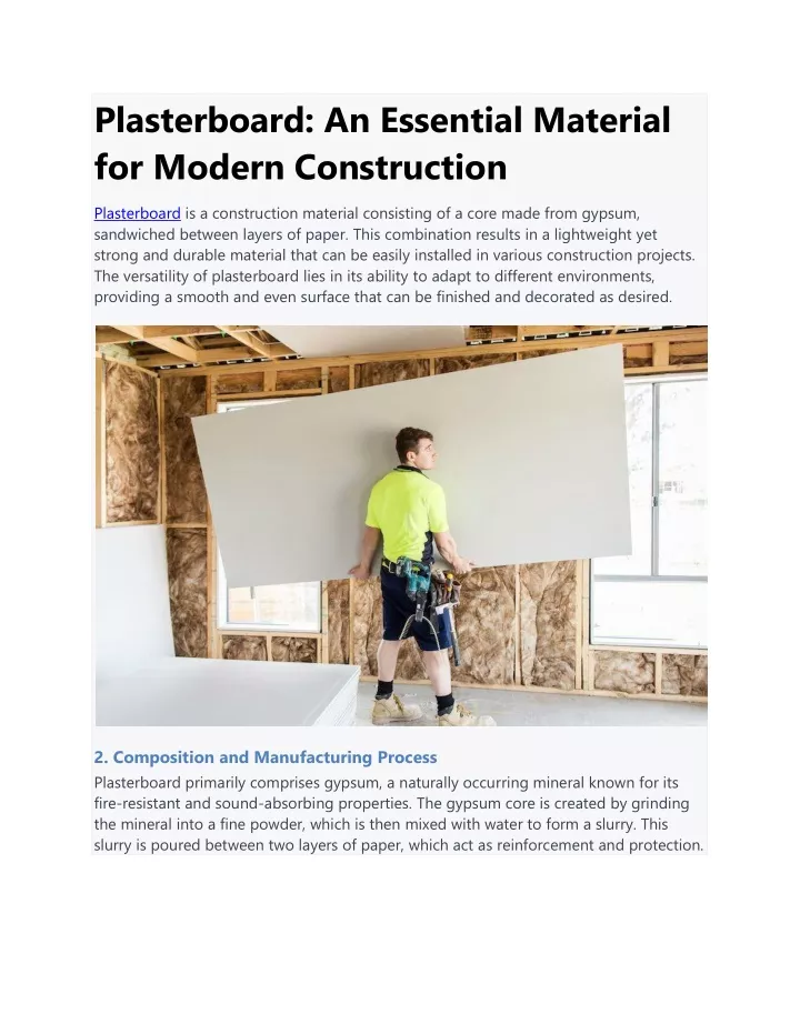 plasterboard an essential material for modern
