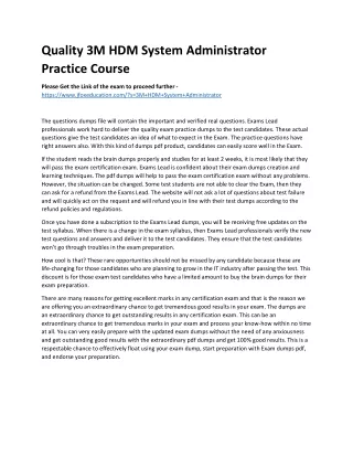 quality 3m hdm system administrator practice