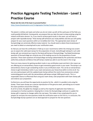 practice aggregate testing technician level