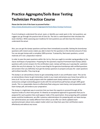 practice aggregate soils base testing technician